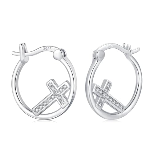 Twoowl Kreuz-Creolen 925er Sterling Silber Zirkonia Moissanit Religiöser Schmuck für Frauen Freunde Twoowl Kreuz-Creolen 925er Sterling Silber Zirkonia Moissanit Religiöser Schmuck für Frauen Freunde von Twoowl