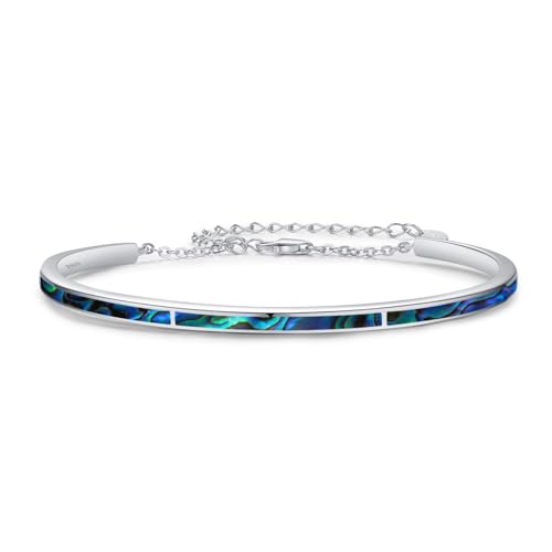 Twoowl Abalone Armbänder 925er Sterlingsilber Manschetten Armbänder Verstellbare Armbänder Abalone Schmuck Geschenke für Frauen Mädchen Geburtstag Twoowl Abalone Armbänder 925er Sterlingsilber Manschetten Armbänder Verstellbare Armbänder Abalone Schmuck Geschenke für Frauen Mädchen Geburtstag von Twoowl