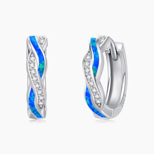 Twoowl Opal Ohrringe 925er Sterling Silber Blau Ohrstecker Opal schmuck Geschenke für Frauen Mädchen von Twoowl