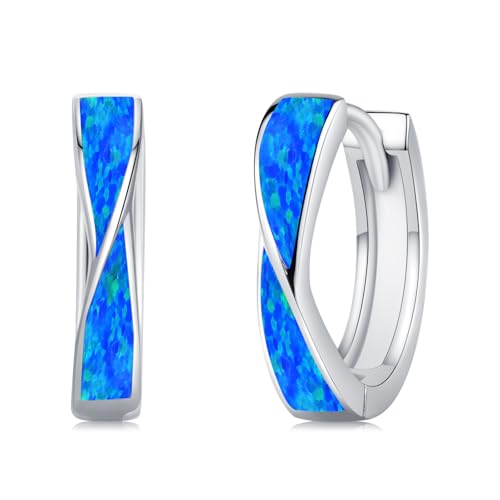Twoowl Opal Ohrringe 925er Sterling Silber Blau Ohrstecker Opal schmuck Geschenke für Frauen Mädchen von Twoowl