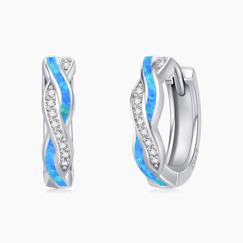 Twoowl Opal Ohrringe 925er Sterling Silber Hellblau Ohrstecker Opal schmuck Geschenke für Frauen Mädchen von Twoowl