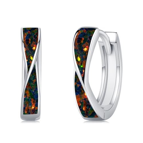 Twoowl Opal Ohrringe 925er Sterling Silber Schwarz Ohrstecker Opal schmuck Geschenke für Frauen Mädchen von Twoowl