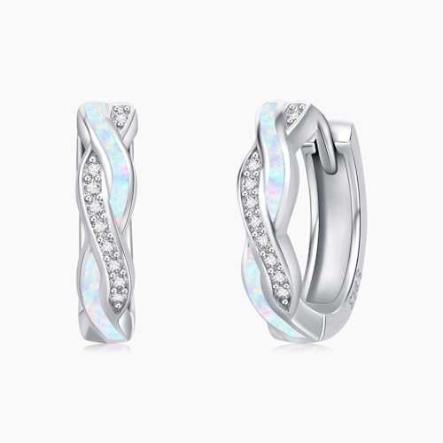 Twoowl Opal Ohrringe 925er Sterling Silber Weiß Ohrstecker Opal schmuck Geschenke für Frauen Mädchen von Twoowl