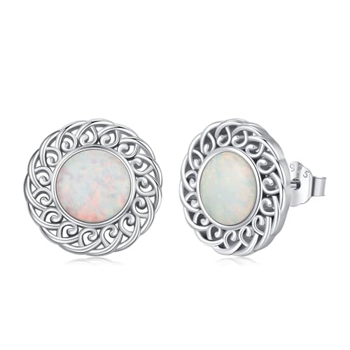 Weiße Opal Ohrringe 925er Sterling Silber Opal Ohrstecker Filigraner Ohrring Schmuck für Frauen Mädchen von Twoowl