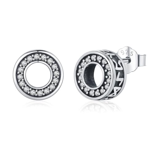 Wikinger Ohrring 925 Sterling Silber Runde Ohrstecker Punk Gothic Ohrring Norse Rune Schmuck Geschenke für Männer Frauen Geburtstag von Twoowl