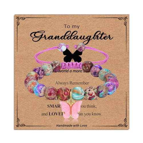 Twutqel Schmetterling Naturstein Armband Geschenke für Mädchen Verstellbares Gewebtes Perlenarmband Mädchen Schmuck Geschenk Alter 6-12 Tochter Enkelin Geburtstag Abschluss Weihnachten, Einheitsgröße Twutqel Schmetterling Naturstein Armband Geschenke für Mädchen Verstellbares Gewebtes Perlenarmband Mädchen Schmuck Geschenk Alter 6-12 Tochter Enkelin Geburtstag Abschluss Weihnachten, Einheitsgröße von Twutqel