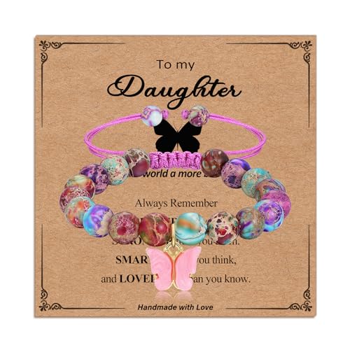 Twutqel Schmetterling Naturstein Armband Geschenke für Mädchen Verstellbares Gewebtes Perlenarmband Mädchen Schmuck Geschenk Alter 6-12 Tochter Enkelin Geburtstag Abschluss Weihnachten, Einheitsgröße Twutqel Schmetterling Naturstein Armband Geschenke für Mädchen Verstellbares Gewebtes Perlenarmband Mädchen Schmuck Geschenk Alter 6-12 Tochter Enkelin Geburtstag Abschluss Weihnachten, Einheitsgröße von Twutqel