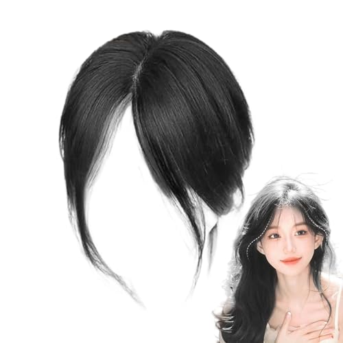 TyCylKu Haaransatz Mittelscheitel Pony,Kunsthaar Pony Haarteil Für Mittel Und Seitenscheitel | Volumenverstärkendes Zubehör Natürlich Aussehende Atmungsaktige Perücke Für Damen Reisen Freizeit von TyCylKu