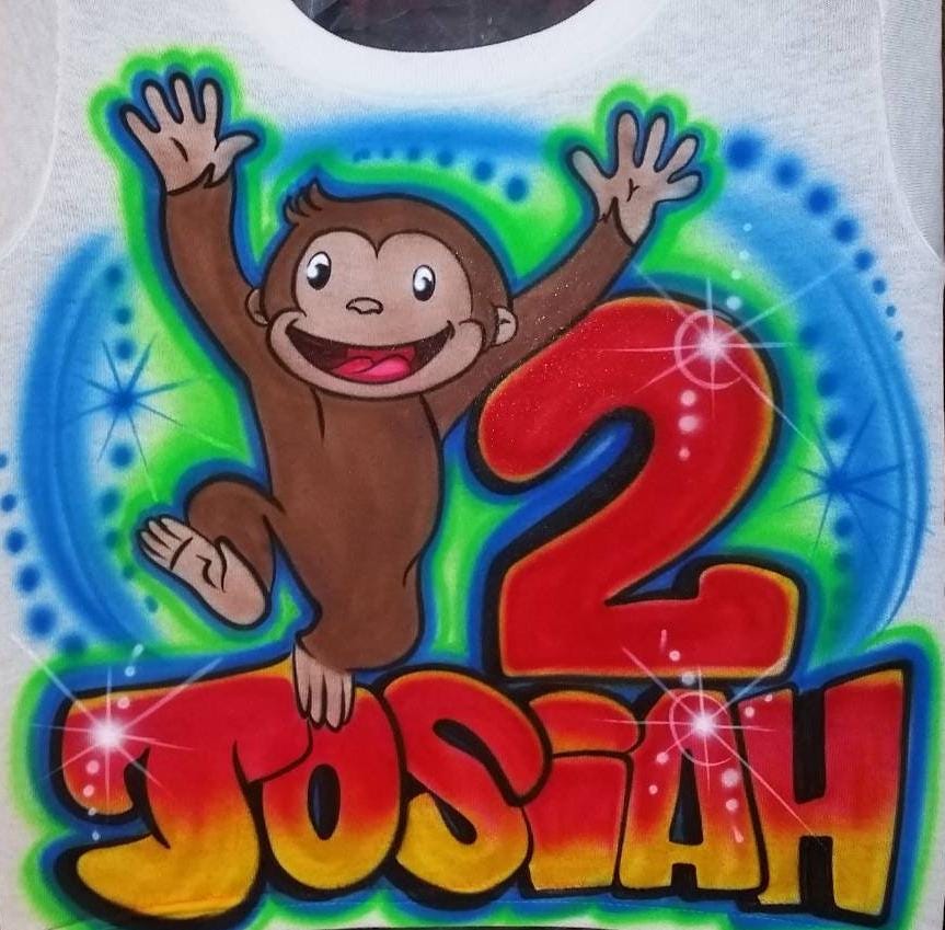 Personalisiertes Airbrushed Monkey Shirt Mit Name Und Nummer | Größe 2T - Erwachsene 5xl von TyGaAirbrush