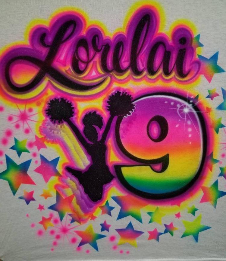 Personalisiertes Benutzerdefiniertes Airbrush-Cheer-Shirt | Größe 2 T - Erwachsene 5xl Personalisiertes Benutzerdefiniertes Airbrush-Cheer-Shirt | Größe 2 T - Erwachsene 5xl von TyGaAirbrush