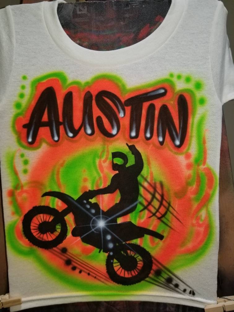 Personalisiertes Benutzerdefiniertes Airbrush Dirtbike Shirt | Größe 2T - Erwachsene 5xl von TyGaAirbrush