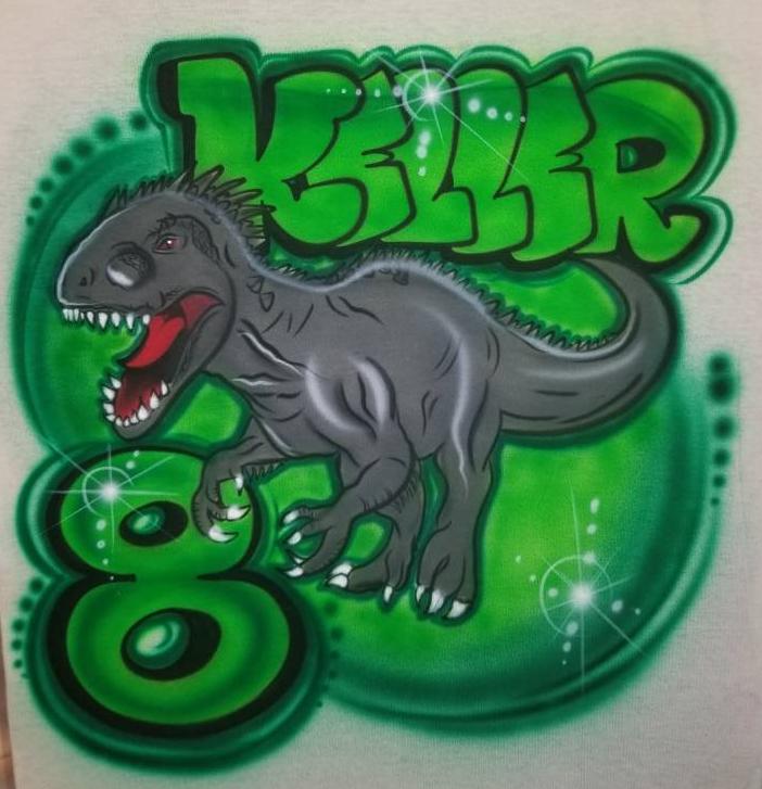 Personalisiertes Benutzerdefiniertes Airbrush-T-Rex-Geburtstags-Shirt | Größe 2T - Erwachsene 5xl von TyGaAirbrush