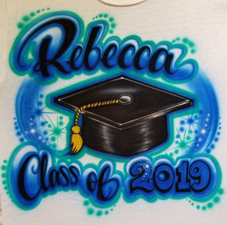Personalisiertes Benutzerdefiniertes Airbrushed-Abschluss-Shirt | Größe 2 T - Erwachsene 5xl von TyGaAirbrush