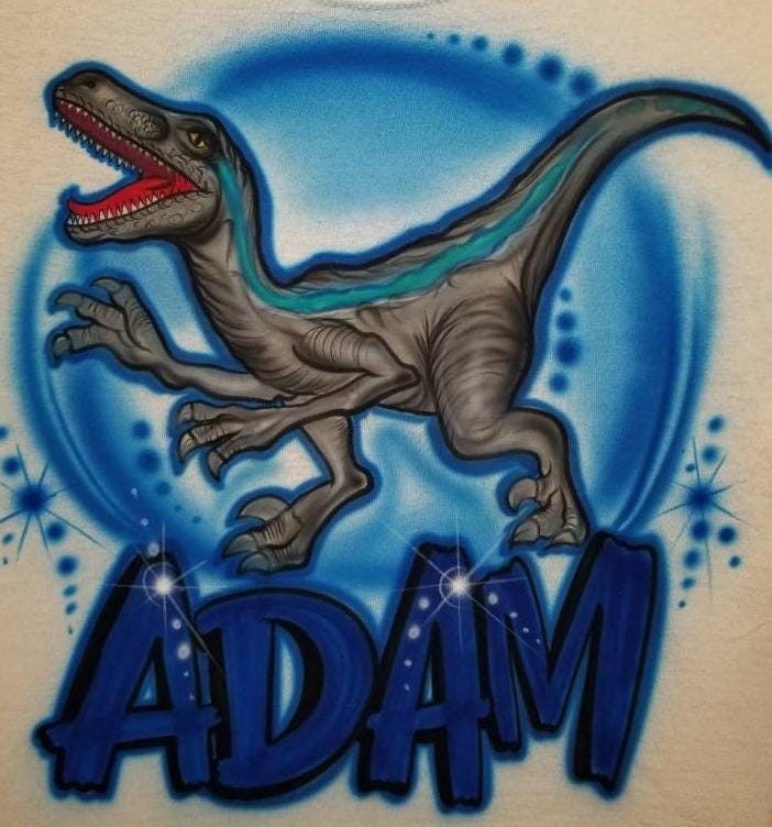 Personalisiertes Benutzerdefiniertes Airbrushed Dinosaurier-Geburtstags-Shirt | Größe 2T - Erwachsene 5xl von TyGaAirbrush