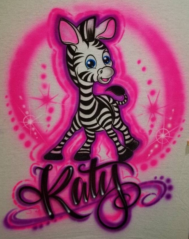 Personalisiertes Benutzerdefiniertes Airbrushed-Namenssüßes Zebra-Hemd | Größe 2T - Erwachsener 5xl Personalisiertes Benutzerdefiniertes Airbrushed-Namenssüßes Zebra-Hemd | Größe 2T - Erwachsener 5xl von TyGaAirbrush