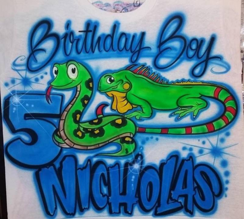 Personalisiertes Benutzerdefiniertes Airbrushed Reptile Shirt | Größe 2T - Erwachsene 5xl Personalisiertes Benutzerdefiniertes Airbrushed Reptile Shirt | Größe 2T - Erwachsene 5xl von TyGaAirbrush