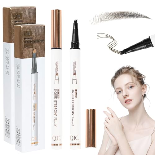 2 Stück Magischer Microblading Augenbrauenstift mit 4 Mikrogabelspitzen, Wischfester Augenbrauenfarbe, Sorgt für Natürlich Aussehende, Definierte Augenbrauen 2 Stück Magischer Microblading Augenbrauenstift mit 4 Mikrogabelspitzen, Wischfester Augenbrauenfarbe, Sorgt für Natürlich Aussehende, Definierte Augenbrauen von Tyafzzn