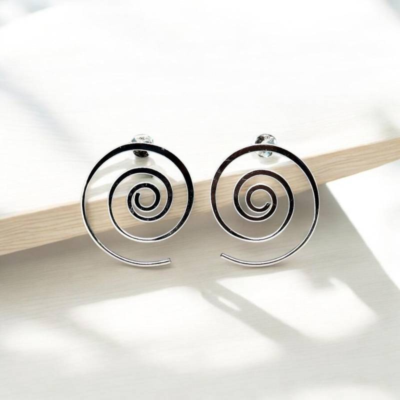 sterling Silber Spiral Ohrringe Moderne Swirl Ohrstecker von TyaraDesign