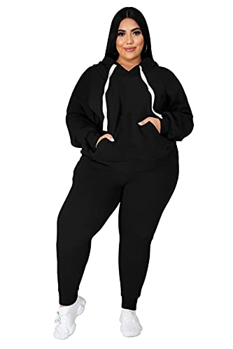 Tycorwd Damen Plus Size Zweiteilige Outfits Sweatsuits Sets Langarm Jogginganzüge Trainingsanzug Sets, Schwarz1, 4XL Mehr von Tycorwd