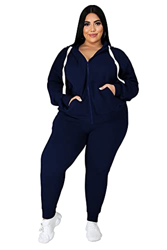 Tycorwd Damen Plus Size Zweiteilige Outfits Sweatsuits Sets Langarm Loungewear Trainingsanzug Sets, Dunkelblau, 3XL Mehr von Tycorwd