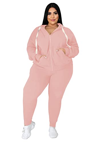 Tycorwd Damen Plus Size Zweiteilige Outfits Sweatsuits Sets Langarm Loungewear Trainingsanzug Sets, Pink, 3XL Mehr von Tycorwd