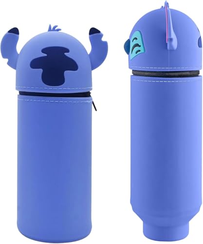 Tydeus Blau Federmäppchen 2 in 1 aus Silikon,Süßes Mäppchen aus Silikon,Bleistifttasche Stiftetasche Unisex Kosmetiktasche,Niedliche Schule Geschenke für Kinder von Tydeus