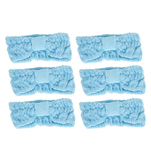 Tyenaza 6 Stück Make-up-Stirnband, Mikrofaser-Stirnbänder, weiche elastische Schleifen-Haarbänder für Make-up, Gesichtswaschen, Sportzubehör (Light Blue) von Tyenaza