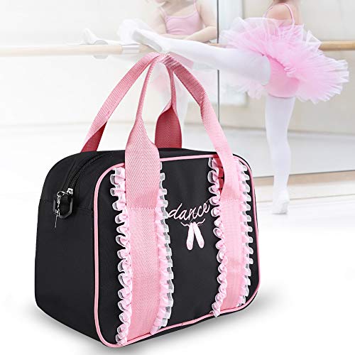 Tyenaza Girls Ballet Dance Kinder Handtasche Single Schulter Sport Reißverschluss Tasche Tasche für Kinder Tanz und Sport, 30 * 12 * 22 cm (Schwarz) von Tyenaza
