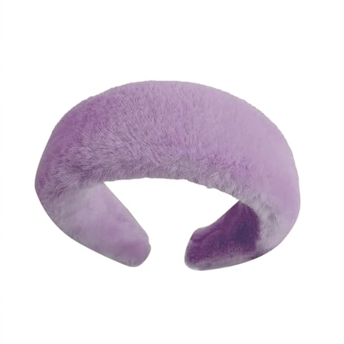 Tyenaza Make-up-Stirnband, Haarband, modisches breites Kopfband, Plüsch-Stirnband, rutschfeste Dekoration zum Waschen von Outfits (Lila Hasenhaarreif) von Tyenaza