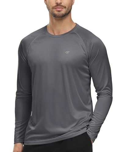 Tyhengta Herren UV-Schutz T-Shirt Schnell Trocknende Strandshirts Langarm Sonnenschutz Tops Sommer Rash Vest UV-Shirts Dunkelgrau,XL von Tyhengta