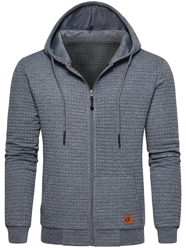 Tyhengta Hoodies Herren Lässige Jacken Leichtes Sweatshirt mit Reißverschluss Training Kapuzenpullover Sport Jacken Dunkelgrau, XXL von Tyhengta