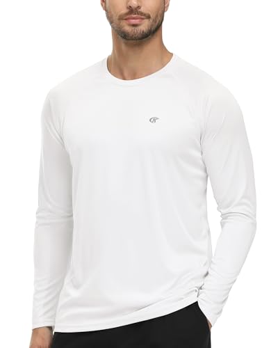 Tyhengta Sonnenschutz T-Shirt Männer Sommer Langarm UV Shirts Schnelltrocknend Schwimmshirt UPF 50+ Surfen T-Shirt Rash Vest Weiß,L von Tyhengta