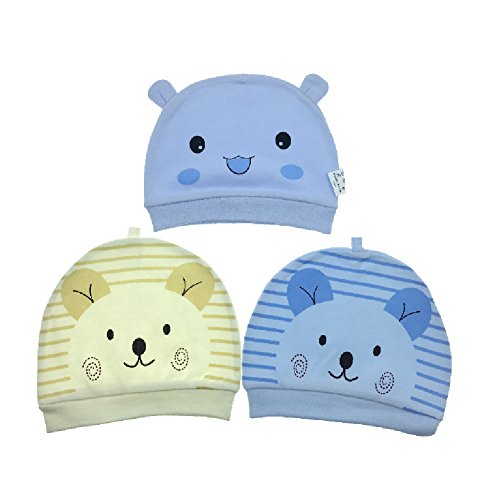 Tyidalin 3 Stücke Baby Mütze Neugeborene Unisex Mützchen 100% Baumwolle Hüte Gestreifte Beanie Babymütze Kleine Raupe Geburtsgeschenk Für 0-3 Monaten Mädchen Jungen von Tyidalin
