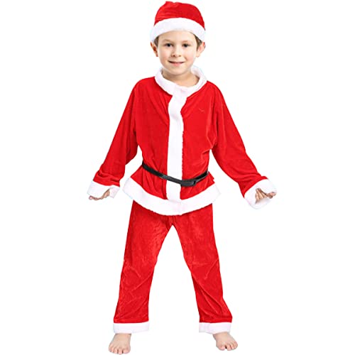Tyidalin Weihnachtsmann Kostüm Kinder Jungen Nikolaus Kostüm Santa Claus Costume Weihnachtskleidung 4 Stück,74-80(Etikett 80) von Tyidalin