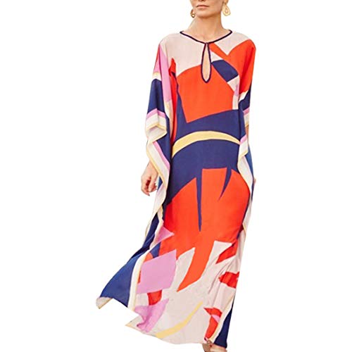 Tyidalin Damen Kaftan Sommer Strandkleid Lang Übergröße Strandponcho Tunika Maxi Pareo Boho Kimono Blumendruck (Farbe 8) von Tyidalin