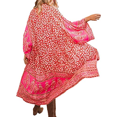 Tyidalin Damen Kimono Cardigan Sommer Strandkleid Lang Chiffon Strandponcho Pareo Boho Bikini Cover up (Farbe 04) von Tyidalin