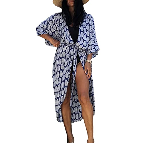 Tyidalin Damen Kimono Cardigan Sommer Strandkleid Lang Strandponcho Maxi Pareo Blumendruck (Farbe 10, Einheitsgröße) von Tyidalin