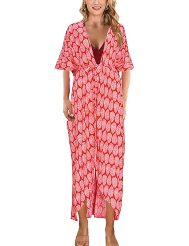 Tyidalin Damen Kimono Cardigan Sommer Strandkleid Lang Strandponcho Maxi Pareo Blumendruck (Farbe 12, Einheitsgröße) von Tyidalin