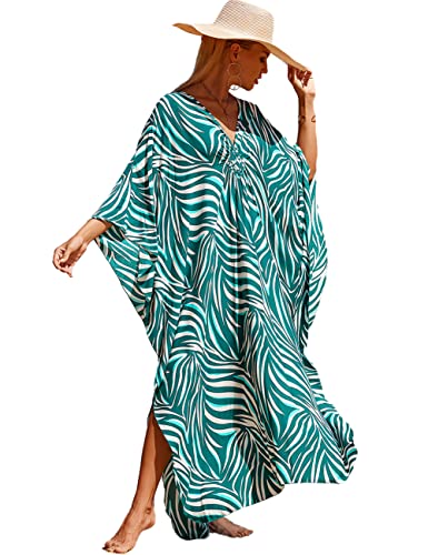 Tyidalin Damen Strandkleid Boho Strandponcho Maxi Lange Pareo Sommerkleid Maxikleid Lose Kaftan Blumendruck für Urlaub (Farbe 25, Einheitsgröße) von Tyidalin