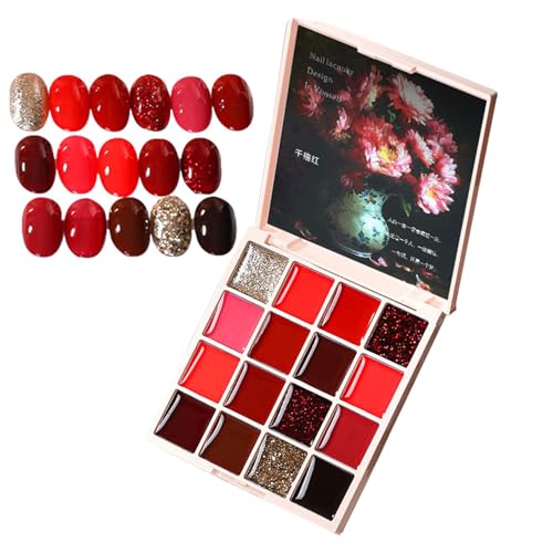 Tyinerc Fester Nagelgellack, Creme-Gel-Nagellack - 16-Farben-Gel-Nagellack-Maniküre-Creme-Palette | Fester Gel-Nagellack, Maniküre-Nagelkleber für Frauen und Mädchen, Nageldesign zu Hause von Tyinerc