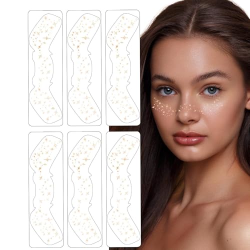 Tyinerc Make-up-Aufkleber, Make-up-Aufkleber für das Gesicht, Speckles Patches Wasserfest, Gesichts-Make-up-Patches, 6er-Set, wasserfeste Aufkleber mit künstlichen Sprenkeln, niedliche von Tyinerc