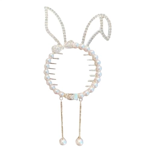 Tyinerc Perlen-Strass-Quasten-Klauenclip,Strass-Perlen-Haarklammern | Haarnadel mit Perlen-Pferdeschwanz-Schnalle,Cartoon-Strass-Haarklammer, Pferdeschwanz-Strass-Styling-Clip für Mädchen von Tyinerc