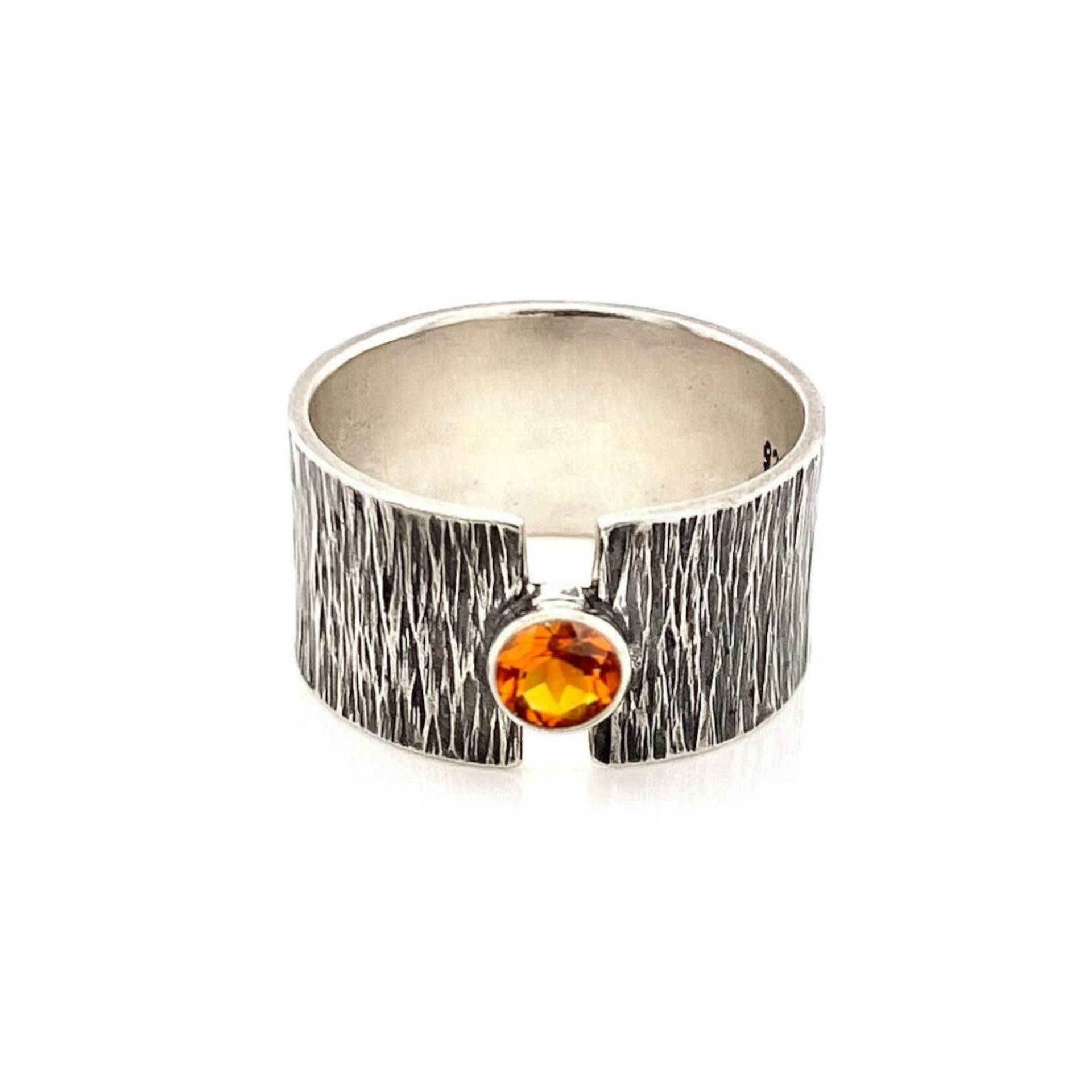 Citrin Oxidierter Sterling Silber Bandring Citrin Oxidierter Sterling Silber Bandring von TylerHaasDesigns