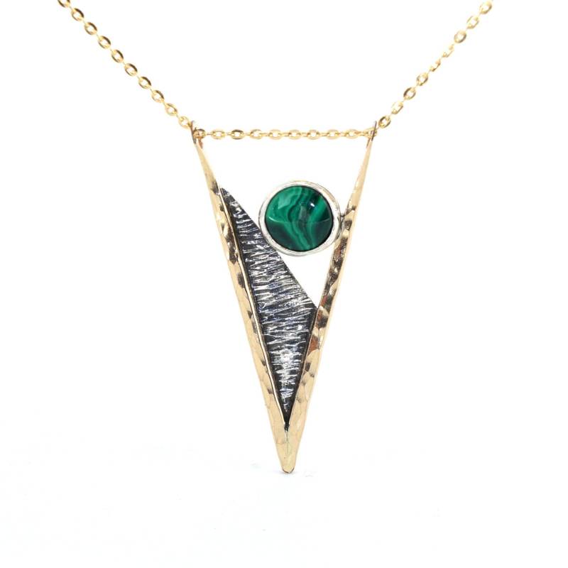 Gold Filled Und Oxidierte Sterling Silber Spike - Malachit Spade Halskette Gold Filled Und Oxidierte Sterling Silber Spike - Malachit Spade Halskette von TylerHaasDesigns