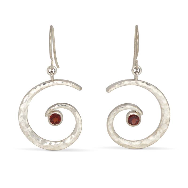 sterling Silber Und Granat Spiral Ohrringe sterling Silber Und Granat Spiral Ohrringe von TylerHaasDesigns