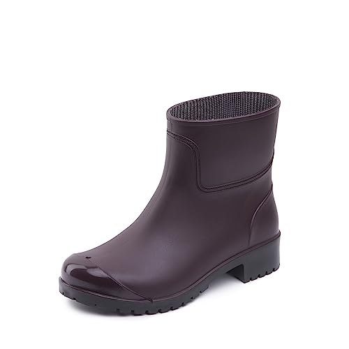 Tymar Damen Kurze Gummistiefel Matt Kurzschaft Regenstiefel Boots Outdoor Gartenschuhe Halbhohe (37 EU, Burgund) von Tymar