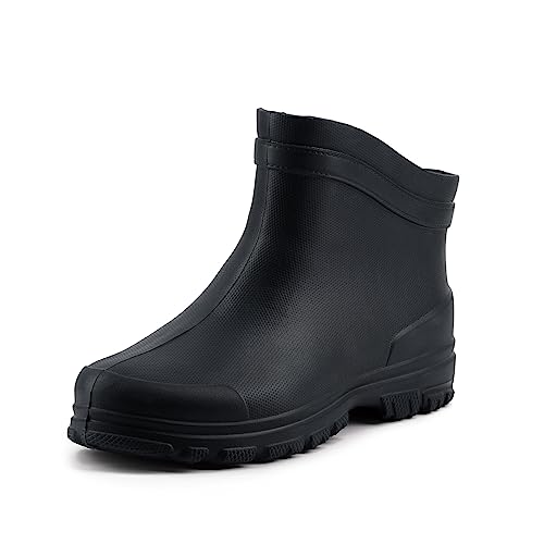Tymar Herren Leichte Kurze Gartenschuhe Eva Kurzschaft Gummistiefel Regenstiefel Boots Outdoor Freizeit (Schwarz, 43 EU) von Tymar