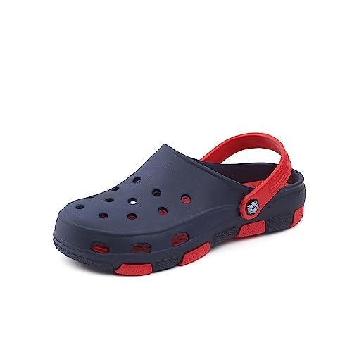 Tymar Kinder Gartenclogs Eva Strandschuhe Schwimmbadschuhe Mädchen Jungen Clogs (Dunkelblau/Rot, 24/25 EU) von Tymar