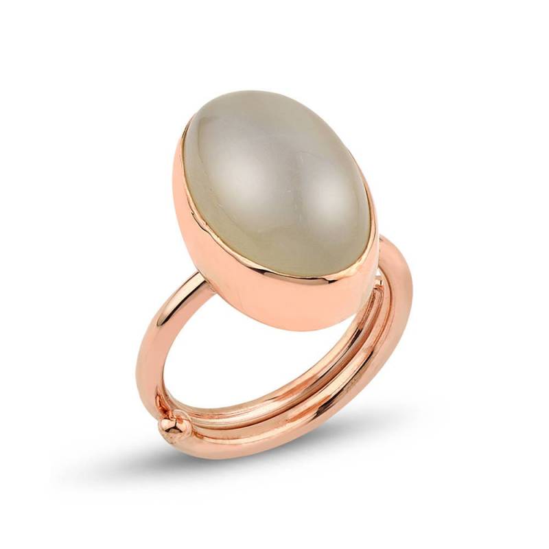 Mondstein Silber Verstellbarring Ring Rose Gold Vergoldet - Grau La Luna Sammlung Geschenk Für Sie von Tymatik