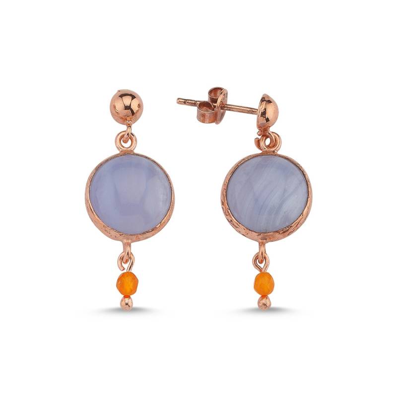 Silber, Rotgold Akik Ohrringe, Natürliche Blaue Spitze Achat, Achatohrringe, Zierliche Geschenk Für Sie von Tymatik